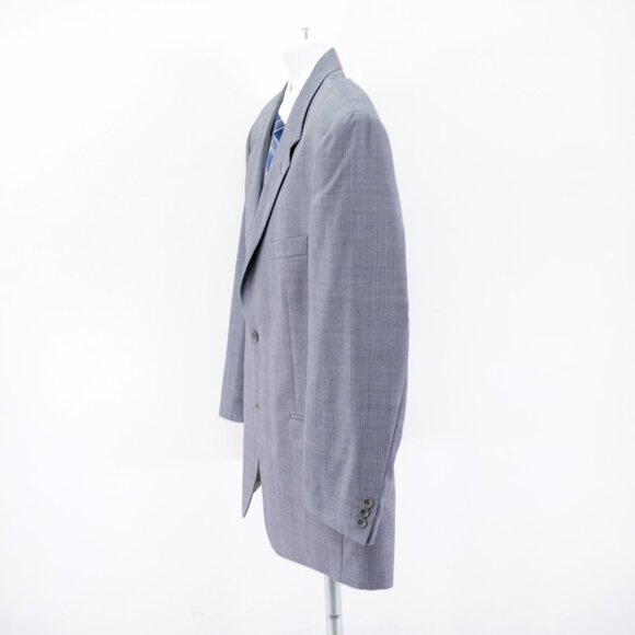 Cesarani Wool Gray Plaid W/ Blue Windowpane 2 Piece Suit 46R 40 / 25.5 Short Leg - Picture 11 of 16